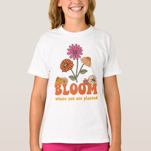 Bloom waar je bent geplant t-shirt (Voorkant)
