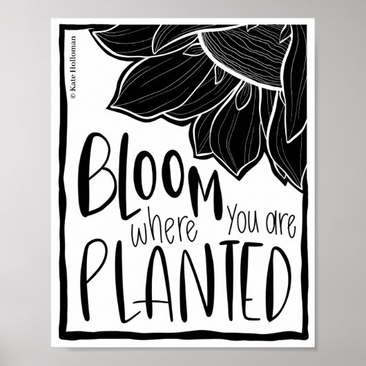 Bloom waar je bent geplant - Zonnebloemenprijsopga Poster (Voorkant)