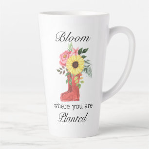 Bloom waar je geplant bent, Floral Motivatie Latte Mok