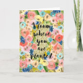 Bloom waar je geplant bent Glitter Floral Kaart (Voorkant)