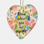 Bloom waar je geplant bent Glitter Floral Keramisch Ornament (Links)