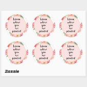 Bloom waar u bent gepland Waterverf Floral Ronde Sticker (Vel)