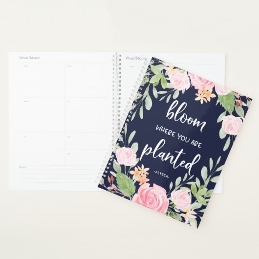Bloom waar u bent geplant | Floral Typografie Planner (Display)