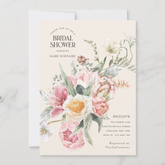 Bloom waterverf bloemen schitteren moderne veestui kaart (Voorkant)