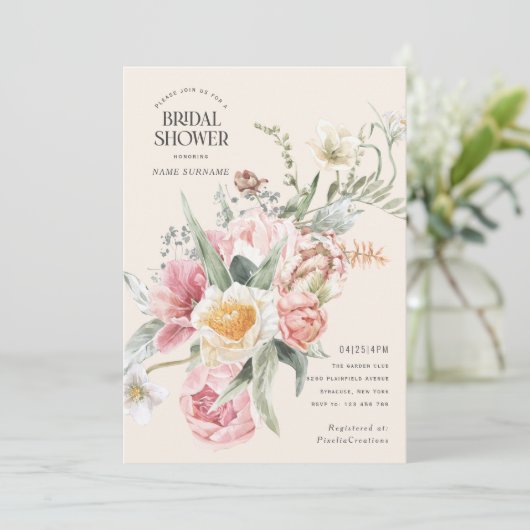 Bloom waterverf bloemen schitteren moderne veestui kaart (Staand voorkant)