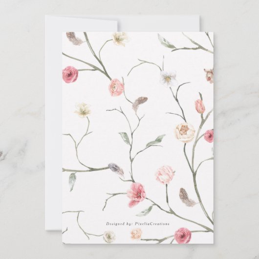 Bloom waterverf bloemen schitteren moderne veestui kaart (Achterkant)