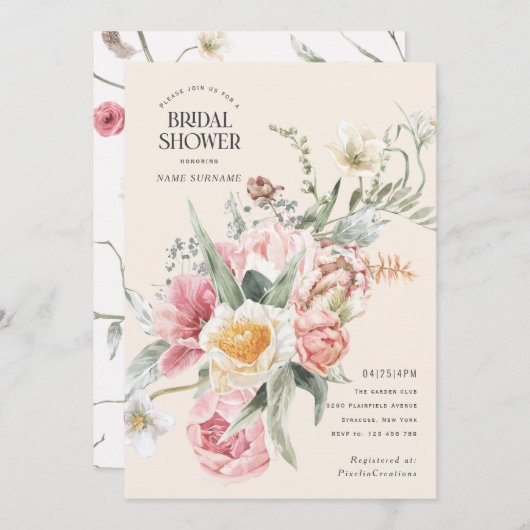 Bloom waterverf bloemen schitteren moderne veestui kaart (Voorkant / Achterkant)