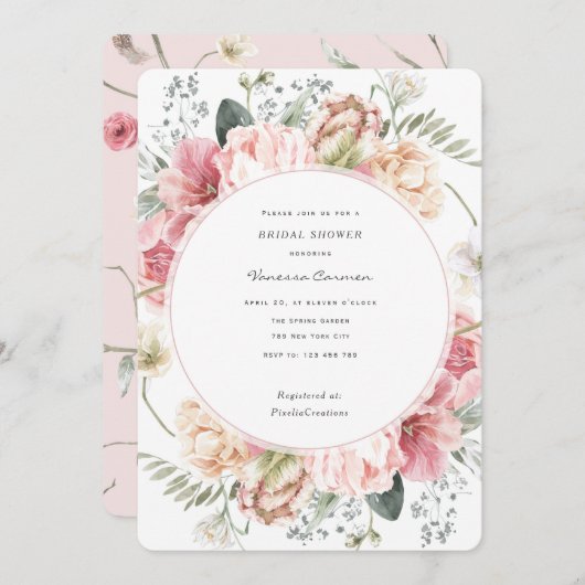 Bloom waterverf bloemen schitteren moderne veestui kaart (Voorkant / Achterkant)