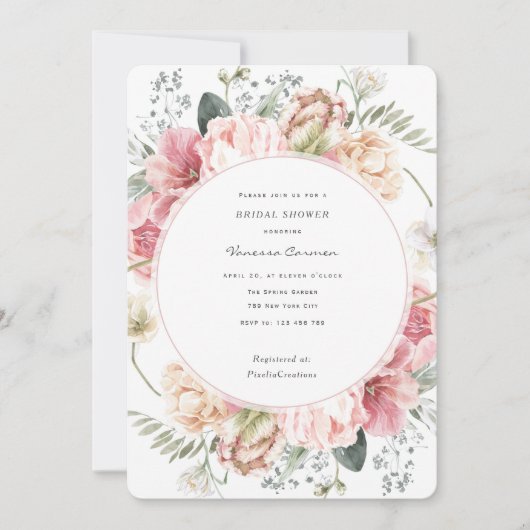 Bloom waterverf bloemen schitteren moderne veestui kaart (Voorkant)