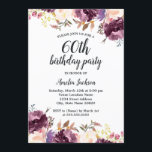 Bloom Waterverf Paars Floral 60th Birthday Party Kaart<br><div class="desc">Floral Birthday-uitnodigingen in de Little Bayleigh Store.</div>