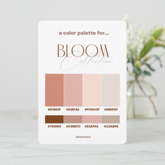 Bloom Wedding Color Palette Kaart (Staand voorkant)