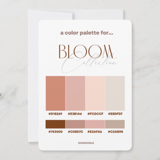 Bloom Wedding Color Palette Kaart (Voorkant)