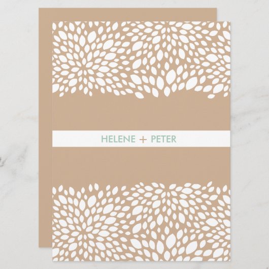 Bloom  Wedding Program in Cashmere Programmakaart (Voorkant / Achterkant)