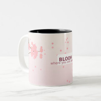 Bloom Where You Are – Inspirational Mug Tweekleurige Koffiemok