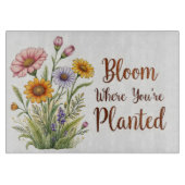 "Bloom Where You're Planted" Glazen snijplank (Voorkant)