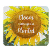 Bloom Where You're Planted Quote Gele Zonnebloem Snijplank (Voorkant)