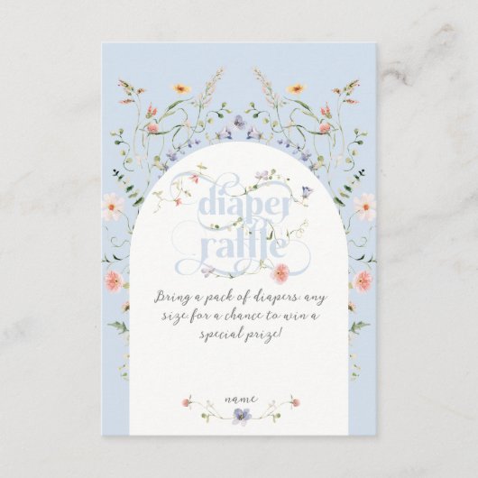 Bloom Wildflower Blue Boy Baby shower luier Informatiekaartje (Voorkant)