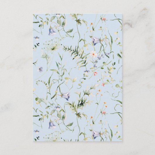 Bloom Wildflower Blue Boy Baby shower luier Informatiekaartje (Achterkant)