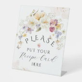Bloom Wildflower Rustic Vrijgezellenfeest Recipe Reclamebord Met Voetstuk (Voorkant)