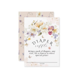 Bloom Wildflower Rustisch Baby shower Diaper Raffl Informatiekaartje