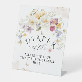 Bloom Wildflower Rustisch Baby shower Diaper Raffl Reclamebord Met Voetstuk