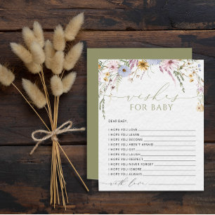 Bloom Wildflower Rustisch Baby shower Game Wishes