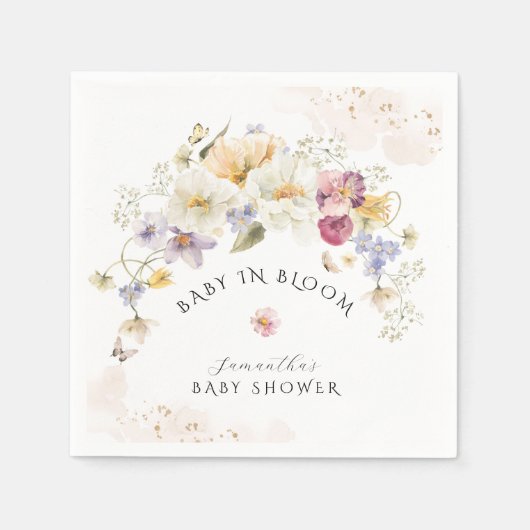 Bloom Wildflower Rustisch Baby shower Servet (Voorkant)