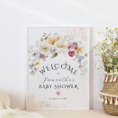 Bloom Wildflower Rustisch Baby shower welkom Poster