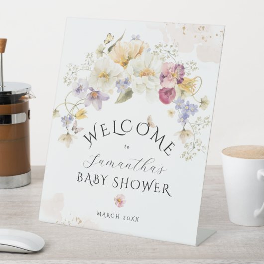 Bloom Wildflower Rustisch Baby shower welkom Reclamebord Met Voetstuk (Insitu)