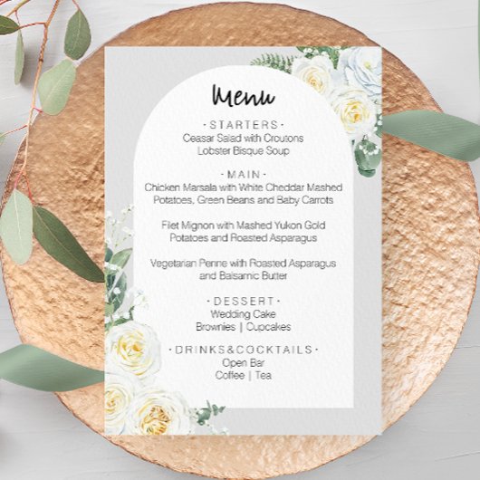 Bloom Wit Bloemen Bruiloft Menu