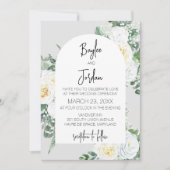 Bloom Wit Bloemen Bruiloft Uitnodiging (Voorkant)