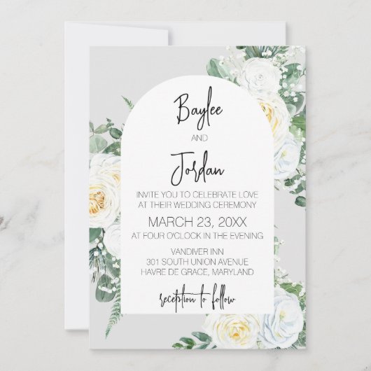 Bloom Wit Bloemen Bruiloft Uitnodiging (Voorkant)