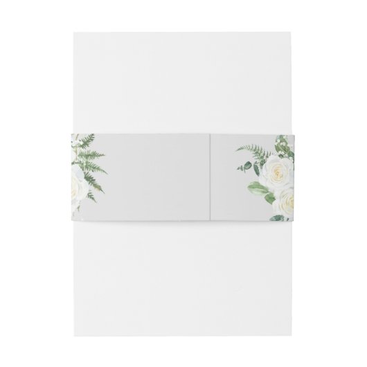 Bloom Wit Bloemen Bruiloft Uitnodigingen Wikkel (Achterkant Voorbeeld)