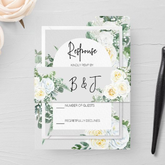 Bloom Wit Bloemen Bruiloft Uitnodigingen Wikkel