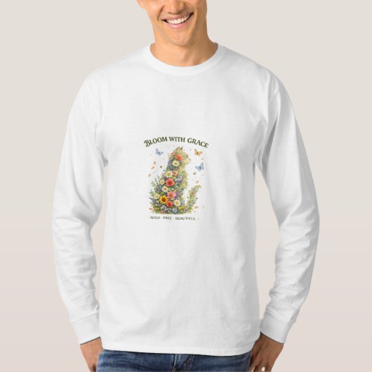 Bloom With Grace Bloem Cat T-Shirt | (Voorkant)
