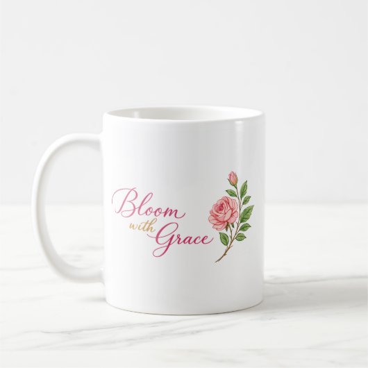 Bloom with Grace cup with a rose" 🌸 Koffiemok (Links)