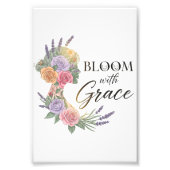 Bloom with Grace Elegant Floral Woman Silhouette Foto Afdruk (Voorkant)