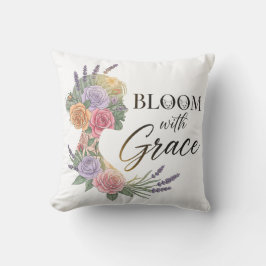 Bloom with Grace Elegant Floral Woman Silhouette Kussen