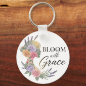 Bloom with Grace Elegant Floral Woman Silhouette Sleutelhanger (Voorkant)