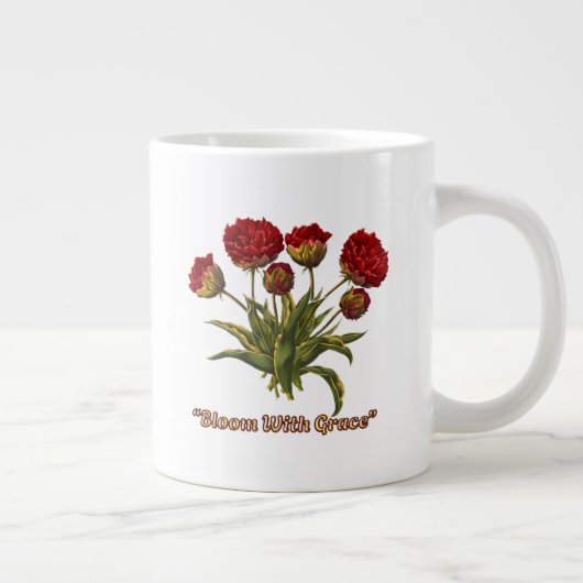 Bloom With Grace Floral | Elegant Botanical Quote Grote Koffiekop (Rechts)