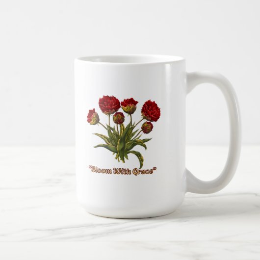 Bloom With Grace Floral | Elegant Botanical Quote Koffiemok (Rechts)