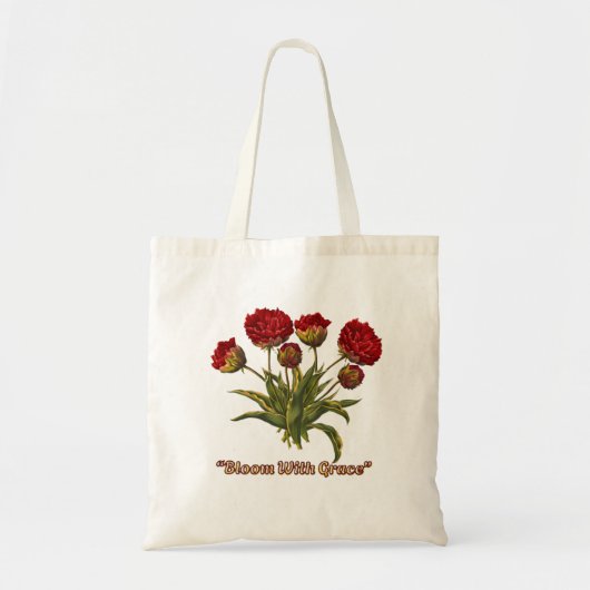 Bloom With Grace Floral | Elegant Botanical Quote Tote Bag (Voorkant)