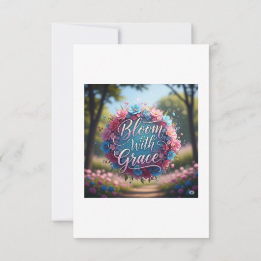 Bloom With Grace" Floral Quote Poster – Groei & H Bedankkaart (Achterkant)