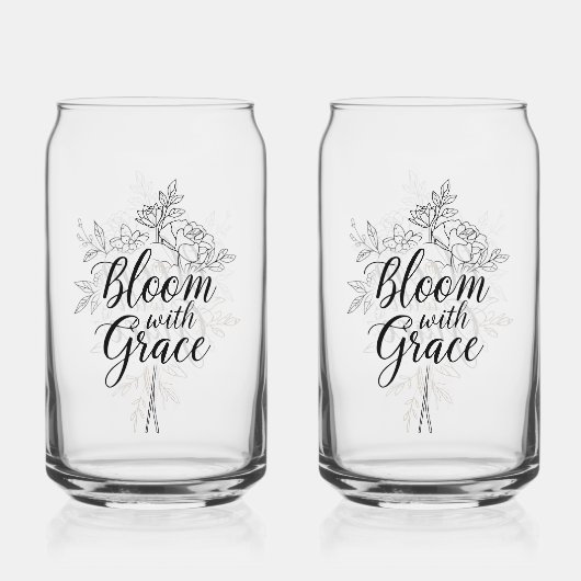 "Bloom with Grace" Inspirerend bloemige quote Blikvorm Glas (Voorkant)