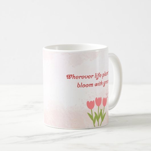 Bloom with Grace – Inspirerend Lente Bloemen Mok (Voorkant rechts)