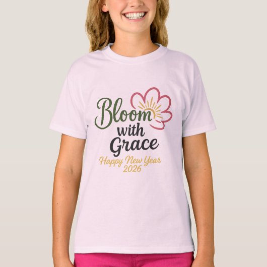 Bloom with Grace Kids T-Shirt | New Year 2026 (Voorkant)