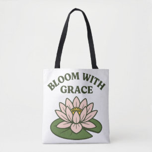 Bloom with Grace - Minimalistische roze waterlelie Tote Bag