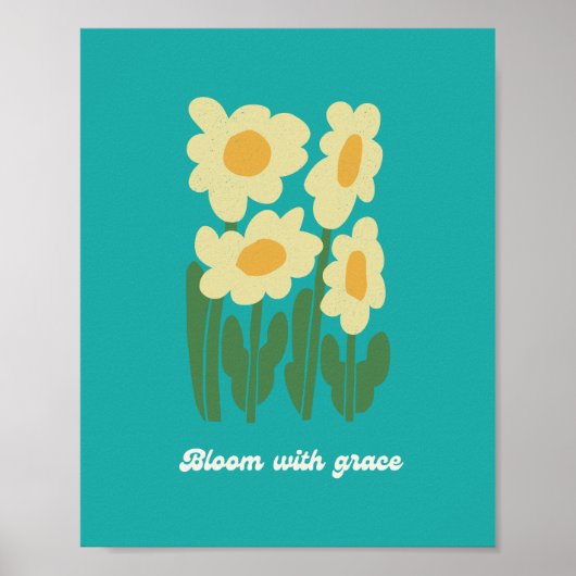 Bloom With Grace Retro Daisy Wall Art Poster (Voorkant)