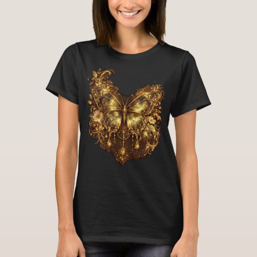 Bloom With Grace Vlinder Bloem Dames T-Shirt | (Voorkant)
