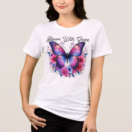 Bloom With Grace Vlinder Bloem Dames T-Shirt | 